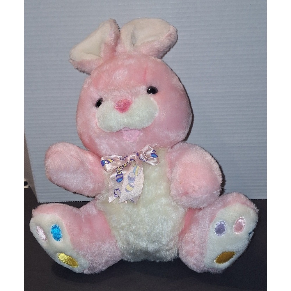 Cuddle Wit pink plush easter bunny ribbon jelly bean paws 15 inch